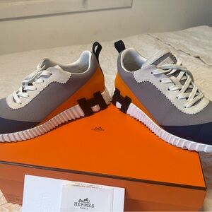 Hermès Gray and Blue Sneakers
